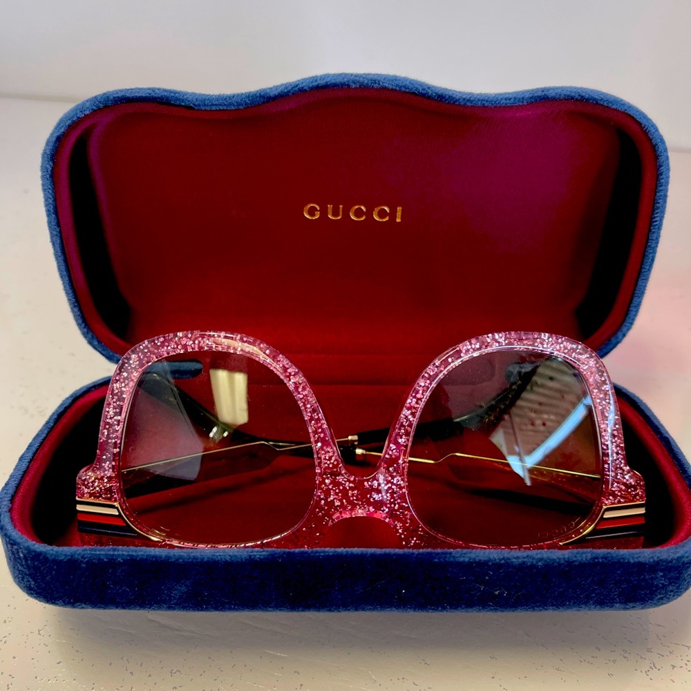 GUCCI Pink Oversized Glitter Gucci Sunglasses